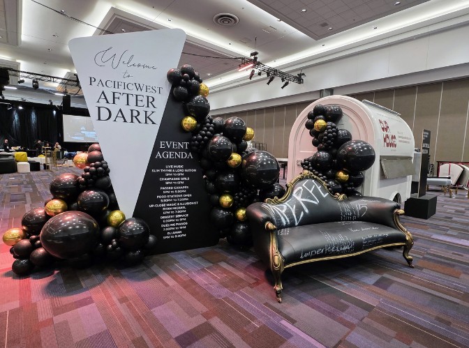 PacificWest after party balloon install